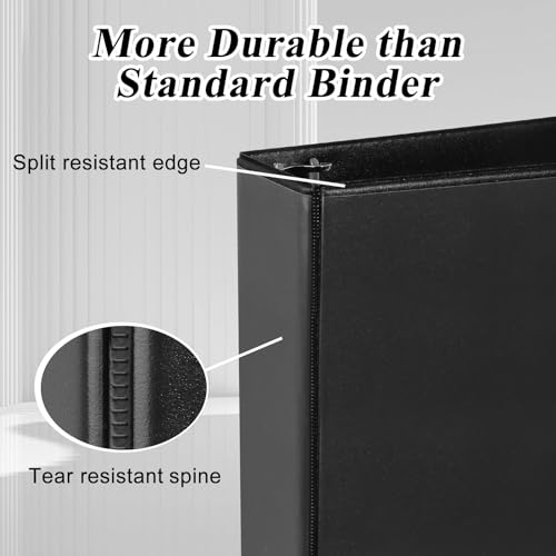 CIXILDTS 1.5-inch D Ring Binders, 3 Ring Binder Fit US Letter Size Paper, 1-1/2" Slant D Ring View Binder with 2 Pocekts, 6-Pack, Black - color: Black, size: 1.5", style: 6-Pack