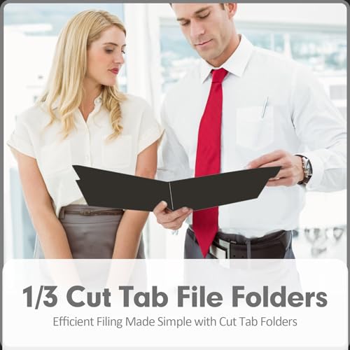 File Folder, PANDRI 120 Pack File Folder, 1/3 Cut Tab, Letter Size, Filing Folder for Office School Business, Black - color: Black