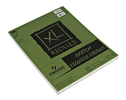 Canson XL Series Recycled Sketch Pad, 11” x 14”, Fold-over Cover, 100 Sheets (100510923) - size: 11x14