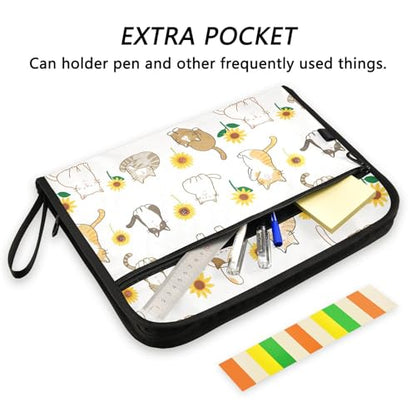 Cartoon Cat Sunflower File Folders,Plastic Folders with 13 Pockets,Expandable File Folder for Documents School Students Office,Aesthetic Folder with Labels A4 Letter Size - color: Multi 15