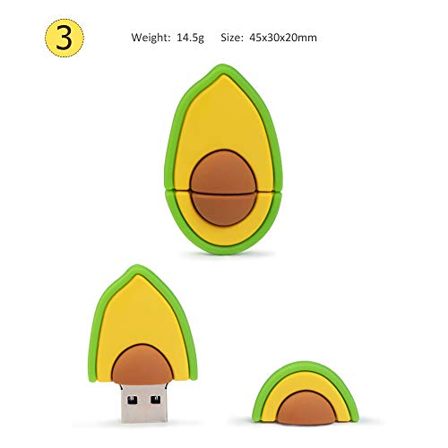 Cute USB Flash Drive 32GB, 3 Pack Fruit Design Avocado Silicone USB 2.0 Thumb Drive Computer Memory Stick Pen Drive Flash Disk Jump Drive Gift Set - color: 3-Pieces Avocado, size: 32GB