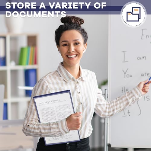 Henoyso 24 Pcs School and Home 2 Pocket Folders with 4 Clear Inner Pockets Plastic Heavy Duty Homework Folders Parent Teacher Communication for Student Home Office Classroom,11 x 9 Inch (Navy Blue) - color: Navy Blue