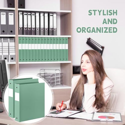Henoyso 36 Pcs Sage Green 1.5 Inch 3 Ring Plastic Binder Bulk, 1 1/2 Inch Soft Flexible Binders Three Round Rings Fit 8.5x11 Papers for School Office Home File Organization Supplies - color: Sage Green