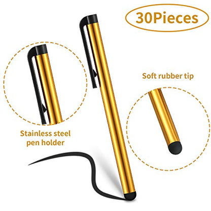 Outus 30 Pieces Stylus Pens for Touchscreen Capacitive Slim Stylus Pens for Universal Touch Screens Devices, Compatible with iPhone, Ipad, Tablet (10 Colors)