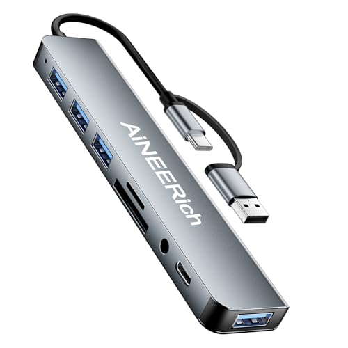 8 in 1 USB-C Hub, USB Extender with 4 USB-A Ports, 1 Type-C Port, TF/SD Card Reader Slot, 3.5mm Audio Output for iPhone 16 15, Laptop, PC, MacBook Pro Air, iPad - style: 8 in 1(SD/TF+3.5mm+USBC+USBA)