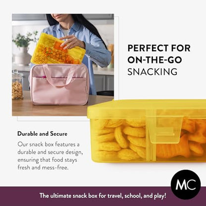 Large Kids Snack Box Containers Set of 2 -100 Labels, BPA-Free, Adjustable Compartments, Dishwasher Safe, Reusable Tray, Food Grade, Meal Prep Container, PARENT TESTED PARENT APPROVED AWARD (Yellow) - color: Yellow, size: Large