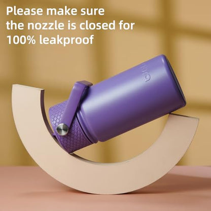 BJPKPK Insulated Water Bottle, 15oz Stainless Steel with Straw Lid | Leak Proof, BPA-Free, Vacuum Insulated, Keep Drink Cold & Hot, Metal Water Bottle for Travel, Gym, Office, Cupholder Friendly - color: Iris, style: N-15oz-Color Lid