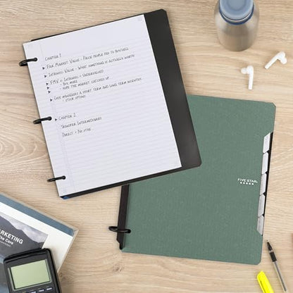 Five Star Flex Refillable Notebook + Study App,College Ruled Paper and 1 Inch TechLock Ring Binder with Pockets,Tabs and Dividers,200 Sheet Capacity,Seaglass Green (293280AQ8),(Pack of 6) - color: Green, size: 1 Count (Pack of 6)