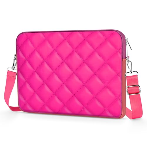 Puffy Quilted Laptop Sleeve with a Removable Shoulder Strap Compatible with MacBook Air 13 inch M2 A2681 M1 A2337 A2179 A1932 2023-2018/Pro 13 M2 M1 A2338 A2251 A2289 A2159 A1989 A1706 A1708 - color: Sleeve - Rose, size: 13 inch