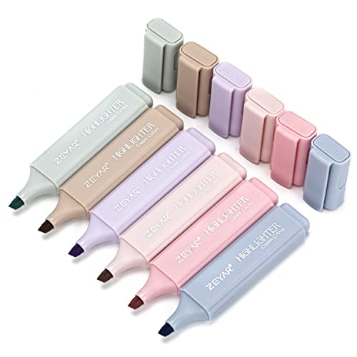 ZEYAR Highlighter Pen, Cream Colors Chisel Tip, Aesthetic Highlighter Marker, Water Based, Quick Dry, No Bleed, for Bible Study Notes School Office (6 Delight Colors) - color: 6 Delight Colors