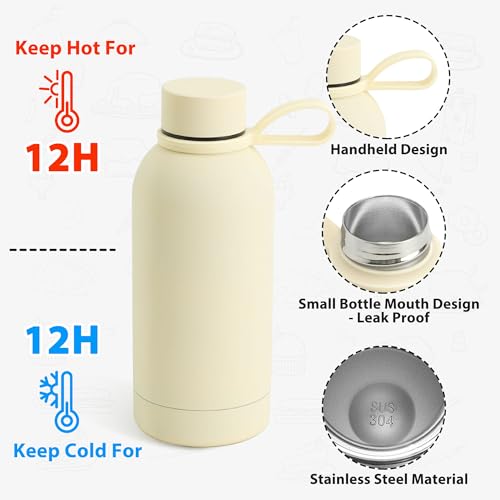 Bento Lunch Box Set for Kids - White Nylon insulated Lunch Bag with 12oz Thermos, Leak-Proof Containers, Adjustable Strap, Birthday Gifts for Girls School Travel Picnic (Ages 3-15) - color: Beige White Set
