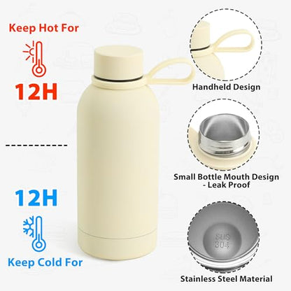 Bento Lunch Box Set for Kids - White Nylon insulated Lunch Bag with 12oz Thermos, Leak-Proof Containers, Adjustable Strap, Birthday Gifts for Girls School Travel Picnic (Ages 3-15) - color: Beige White Set
