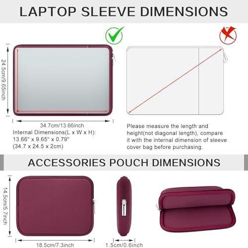 RAINYEAR Laptop Sleeve Case Compatible with 13.3 Inch Notebook Computer Chromebook 14" MacBook Pro/Max M1 M2 M3 M4 M5 Cover Soft Bag with Front Pocket & Accessories Pouch (Red, Upgraded Version) - color: Red(Upgraded Version), size: 13"-13.3"