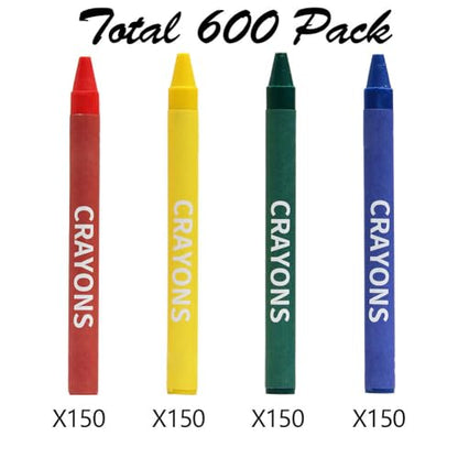 Madisi Crayons Bulk Pack, Regular Size, 4 Colors, 150 Packs, 600 Count | Crayons Bulk Individual Packs for Kids Classroom Set