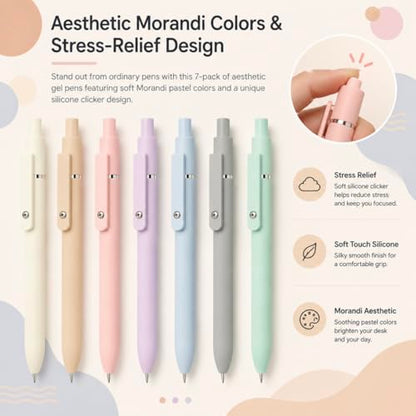 Vanhench 7Pcs 0.5 mm Black Ink Gel Pens Fine Point Pen | Smooth Writing Quick Dry Pen For School Note Teacher Journaling Office Desk Nurses Gift, Nice Cute Writing Pens - color: 7PCS Multicolor (Black Ink)