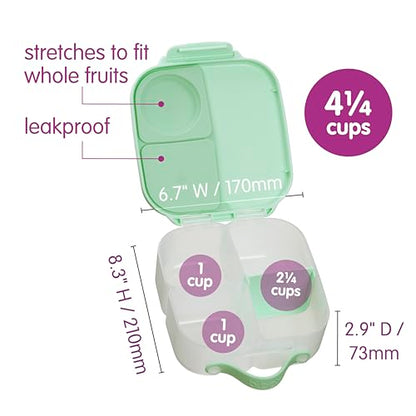 b.box Mini Lunch Box Kids | 4.25 Cup Leak Proof Bento Box for Kids Ages 3+ | 3 Compartment Snack Containers, School Lunch Container, Dishwasher Safe, BPA-Free, PFAS-Free - Spearmint - color: Spearmint, size: 1-pack