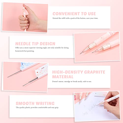Breling 30 Pcs Kawaii Peach Mechanical Pencil Gift Set 12 Mechanical Japanese Pencils 6 Cute Peach Eraser 12 Tube HB Refill First Day of School Office Gift(0.5mm) - size: 0.5mm