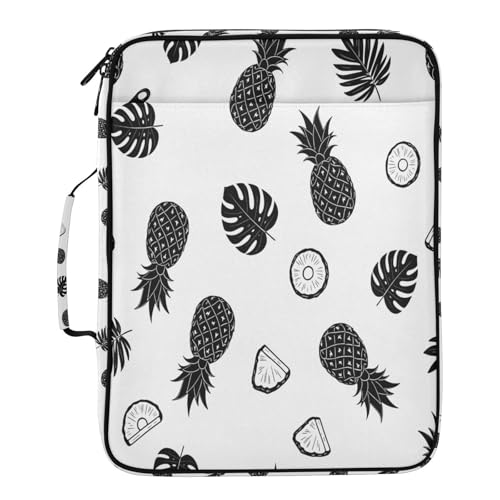 Blueangle Tropical Pineapple Leaf Zipper Binder with 1.2-Inch O-Rings, 7-Tab Dividers & Expanding File Folder – 500-Sheet Capacity 3-Ring Organizer for School & Office