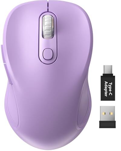 Trueque Wireless Mouse for Laptop, 2.4GHz Ergonomic Computer Mouse with Back & Forward Buttons, 3 Adjustable DPI Levels, 6 Buttons, Optical USB Cordless Mice for Windows PC, M01 (Lavender) - color: Lavender, size: 1 Pack