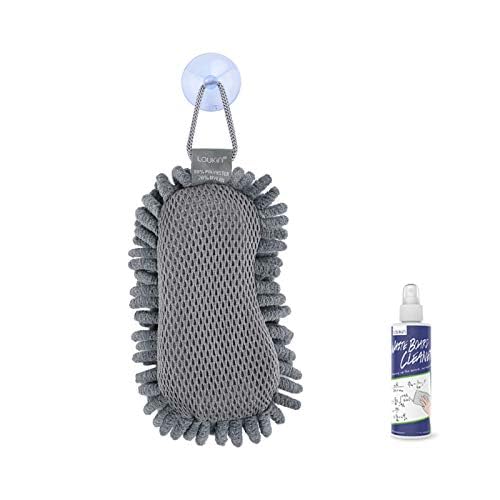 loukin Shag Dry Erase Eraser (3.4 Fl Oz Whiteboard Cleaner Included), Whiteboard Eraser with Suction Cup, Microfiber, Washable, for Classroom, Home and Office Use, Grey - size: 1 count (Pack of 1)