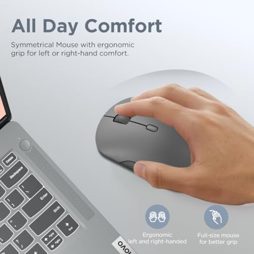 Lenovo 350 Wireless Bluetooth Mouse, Silent Click, 3 Level DPI (1000, 1600, 2400), 36 Month Battery Life, 2 Device Pairing, Luna Grey - color: Luna Grey