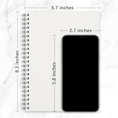 RETTACY Dotted Journal Notebook, 3-Pack, 160 Pages per Pack, A5 Medium Size (5.7'' × 8.3''), 100 GSM Thick Paper, Spiral-bound, Flexible Plastic Cover, for Journaling, Planning, Tracking - color: Transparent, style: Dotted