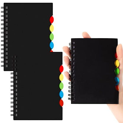 Spakon 3 Pcs Small Notebook with Dividers 5 Subject Notebook with Tabs Back to School Mini Spiral Journal for Teacher Nurse Student 5.5 x 3.5 Inches for Office College Business Gift