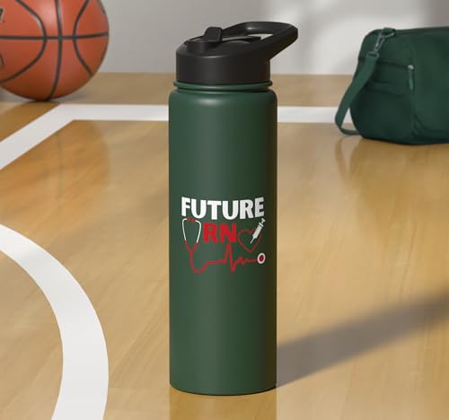 Future RN Nurse Nursing Student Registered Nurse In Training Stainless Steel Insulated Water Bottle - color: Dark Green
