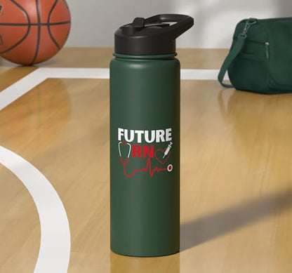 Future RN Nurse Nursing Student Registered Nurse In Training Stainless Steel Insulated Water Bottle - color: Dark Green