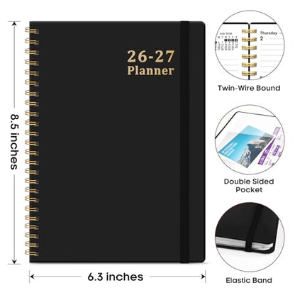 Planner 2026-2027, 6.3" x 8.5" Weekly and Monthly Academic Year Planner Calendar, July 2026 - June 2027, Hardcover Large School Planning Agenda With Tabs, Perfect for School & Office Supplies, A5, Black - color: D-Black, size: A5(6.3"x8.5")