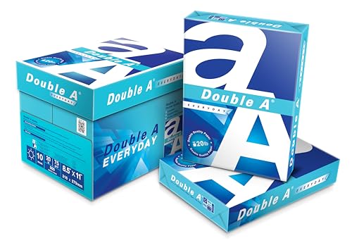 Double A Everyday Multipurpose Copy Printer Paper, Letter Size 8.5" x 11", 96 Brightness, 20 lb, 10 Reams (5000 Sheets)
