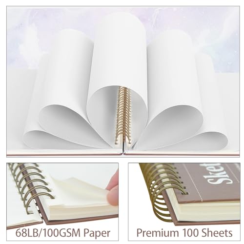 Crehatos 9" x 12" Sketch Book, Top Spiral Bound Sketch Pad, 100 Sheets 68lb/100gsm Drawing Paper, 1 Pack | Top Spiral Bound Sketch Pad, 68lb/100gsm Drawing Paper for Dry Media - size: 9" x 12" (1 Pack)