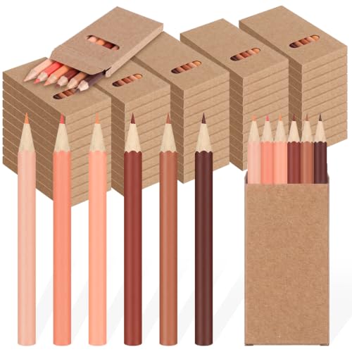 Ctosree 24 Packs Mini Colored Pencils Bulk Coloring Pencil in Boxes Back to School Gifts for Students Kids Classroom Rewards, Party Favor, Goodie Bag Fillers, 6 Per Pack (Skin Tone,3.5'') - color: Skin Tone, size: 3.5''