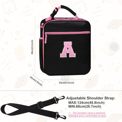 Lunch Box for Women Girls Kids School Backpack Work Picnic Meal Food Cooler Bags Heated Insulated Lunch Bag, Reusable Lunch Tote Bags Water Bottle Holder Handheld Shoulder Strap Black Pink A - color: 11 Black-Pink A