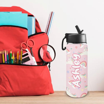 Personalized Water Bottles For Kids with Name, Custom Insulated Stainless Steel Cup with Straw Lid for Boy Girl Men Women, Stainless Steel Thermo, Back to School Gifts Kids Teens, 18 OZ - color: # design 04-cartoon 2
