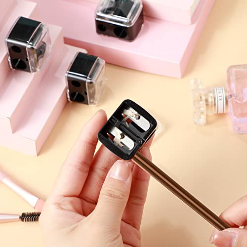 15 Pcs Eyeliner Sharpener Dual Makeup Sharpeners Cosmetic Tools Compact Makeup Sharpening Device for Eyeliner Lip Liner Pencils, Black