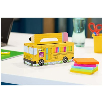 Post-it Super Sticky Notes, 3 x 3 in, Assorted Brights, 24 Pads - size: 3 in x 3 in, style: Standard
