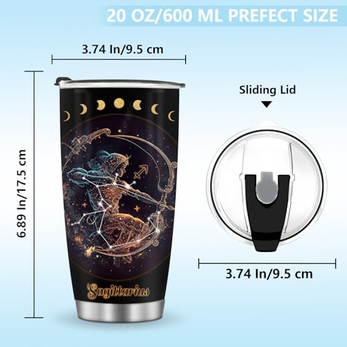 Horoscope Sagittarius 20oz Insulated Tumblers Mug Cup Gifts for Birthday Boys Girls Men Women Son Daughter Travel Essentials Accessories Must Have Cold Iced - color: Sagittarius-655