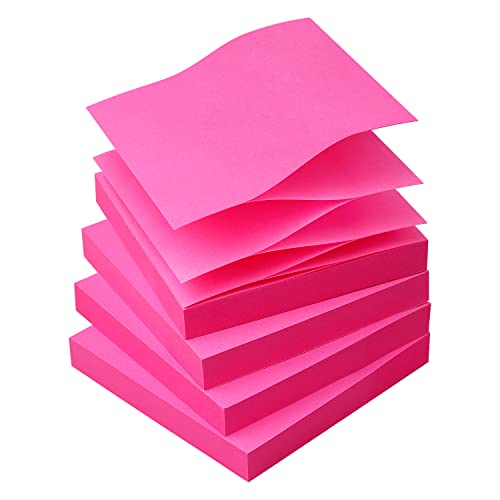 Sticky Notes 3x3 Pop Up Self-Stick Notes Pads with Bright Colors, Easy to Post for Office, School, Home, 4 Pads/Pack, 90 Sheets/Pad (Rose Red) - color: Rose Red
