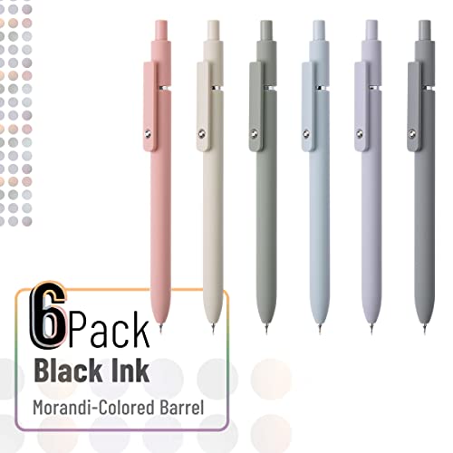 Mr. Pen- Retractable Fine Point Gel Pens, 6 Pack, Morandi Barrels | Fast Dry Black Ink, 0.5 mm Cute Aesthetic Pens for Journaling - color: Morandi Barrels
