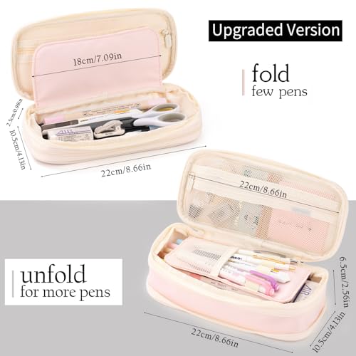 EASTHILL Big Capacity Pencil Case Large Pencil Pouch Stationery Pen Bag for Teen Girls-Pink - color: Pink