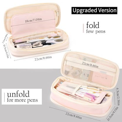 EASTHILL Big Capacity Pencil Case Large Pencil Pouch Stationery Pen Bag for Teen Girls-Pink - color: Pink