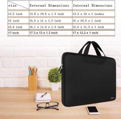 17 inch Laptop Sleeve, Resistant Neoprene Laptop Sleeve with Handle/Notebook Computer Protective Case Cover/Ultrabook Briefcase Carrying Bag for 17 15.6 Inch Laptop, Computer, Tablet - Black - color: Black, size: 17 inch
