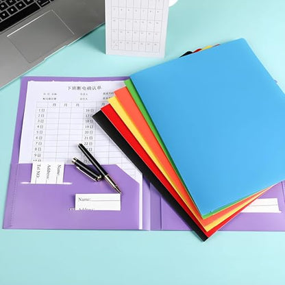 3 Pcs Plastic Folders with Pockets No Prongs, Letter Size Paper Folder Set | Waterproof scratch resistant matrix, Dual interior protective flaps, Easily wiped clean