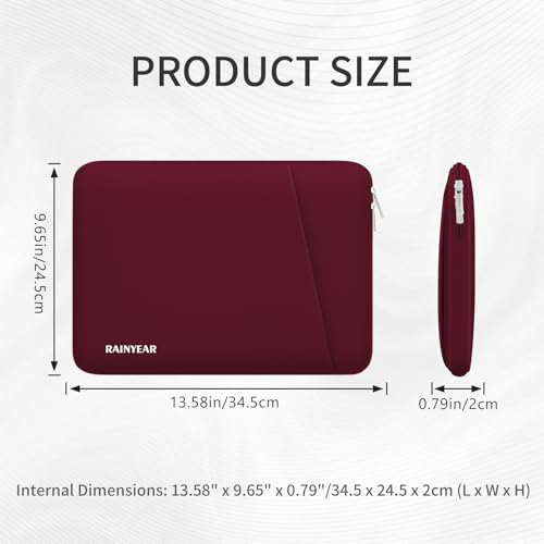 RAINYEAR Laptop Sleeve Case with Front Pocket, 13.3 Inch Protective Portable Case Briefcase Laptop Carrying Bag Cover Compatible with 13.3-14 Inch Laptop PC, 14 Inch MacBook Pro M5 M4 M3 M2 M1, Red - color: Red, size: 13.3-14 inch