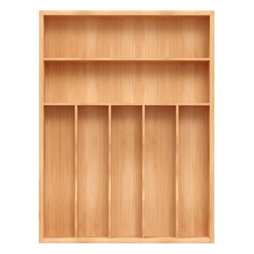 Unibambou Bamboo Utensil Drawer Organizer, Silverware Tray Organizer, Kitchen Drawer Organizer for Flatware Cutlery, Silverware Tray for Drawer (Natural, Large 12x16.5 Inch) - color: Natural, size: Large 12 x 16.5 Inch