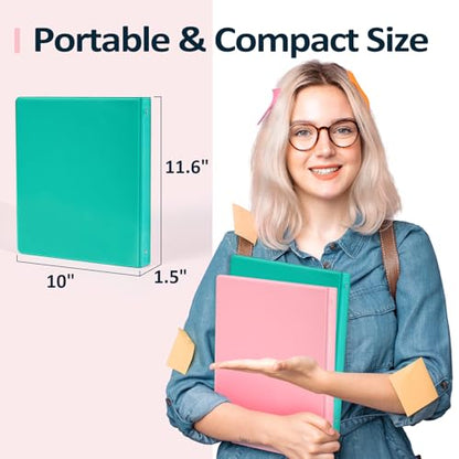 2 Pack BinderX Extra Durable 3 Ring Binder, 1 Inch Binder Round Rings, Fits 350 Sheets of 8.5x11 Paper, Customizable View Cover with Inside Pockets, Cute 1 Inch Binders 3 Ring, Pink & Blue - color: Pink & Blue, size: 1 Inch