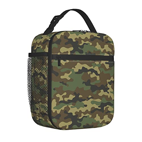 Green Camo Lunch Bags For Men Women Boys Girls Reusable Tote Lunch Bags For Office Work School Picnic Camping Thermal Insulation And Cold Preservation - color: Green Camo