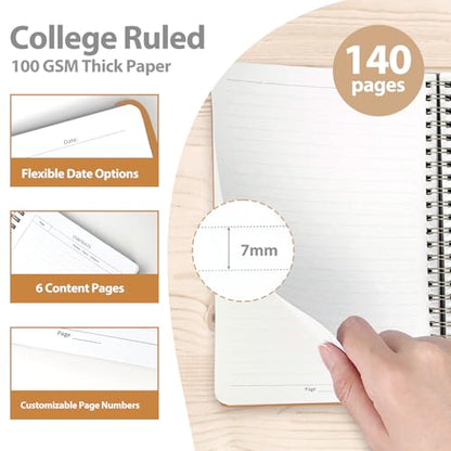 A5 Lined Spiral Journal Notebook, 146 Pages Hardcover Notebook with 100 GSM Thick Paper, Inner Pocket & Elastic Closure, 5.7" x 7.9", Notebooks for Work, School, College, Office, Journaling & Note Taking - color: Orange