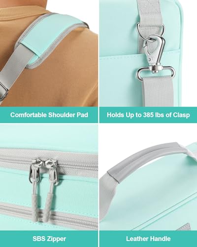 3-Inch 3-Ring Zipper Binder with Shoulder Strap and Multiple Pockets | D-Ring Zip Up Binder with 700 Sheets Capacity, Compatible with 13" MacBook/Tablet, for Middle School, Office, Mint Green - color: Mint Green
